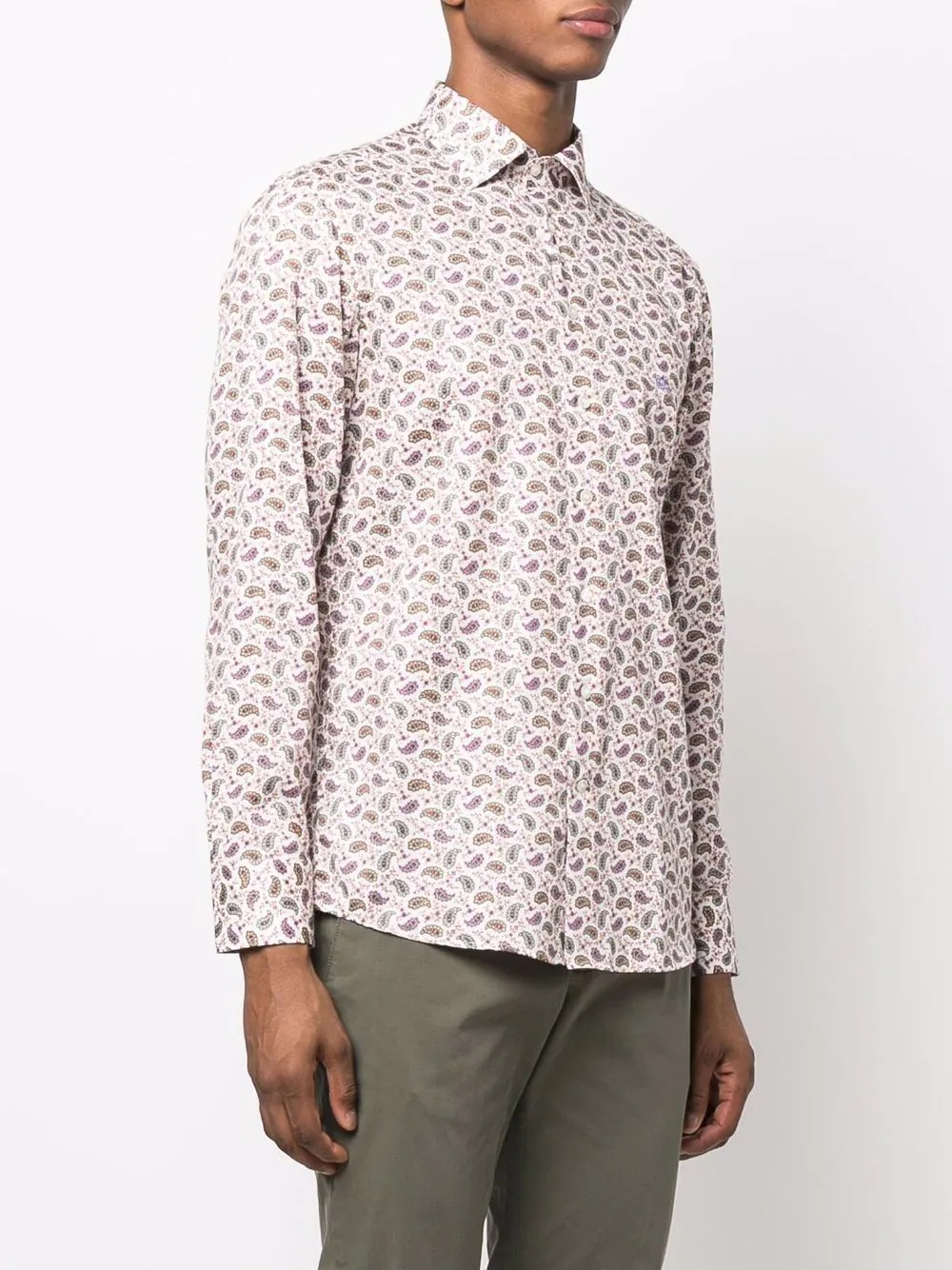 micro paisley-print cotton shirt - 3