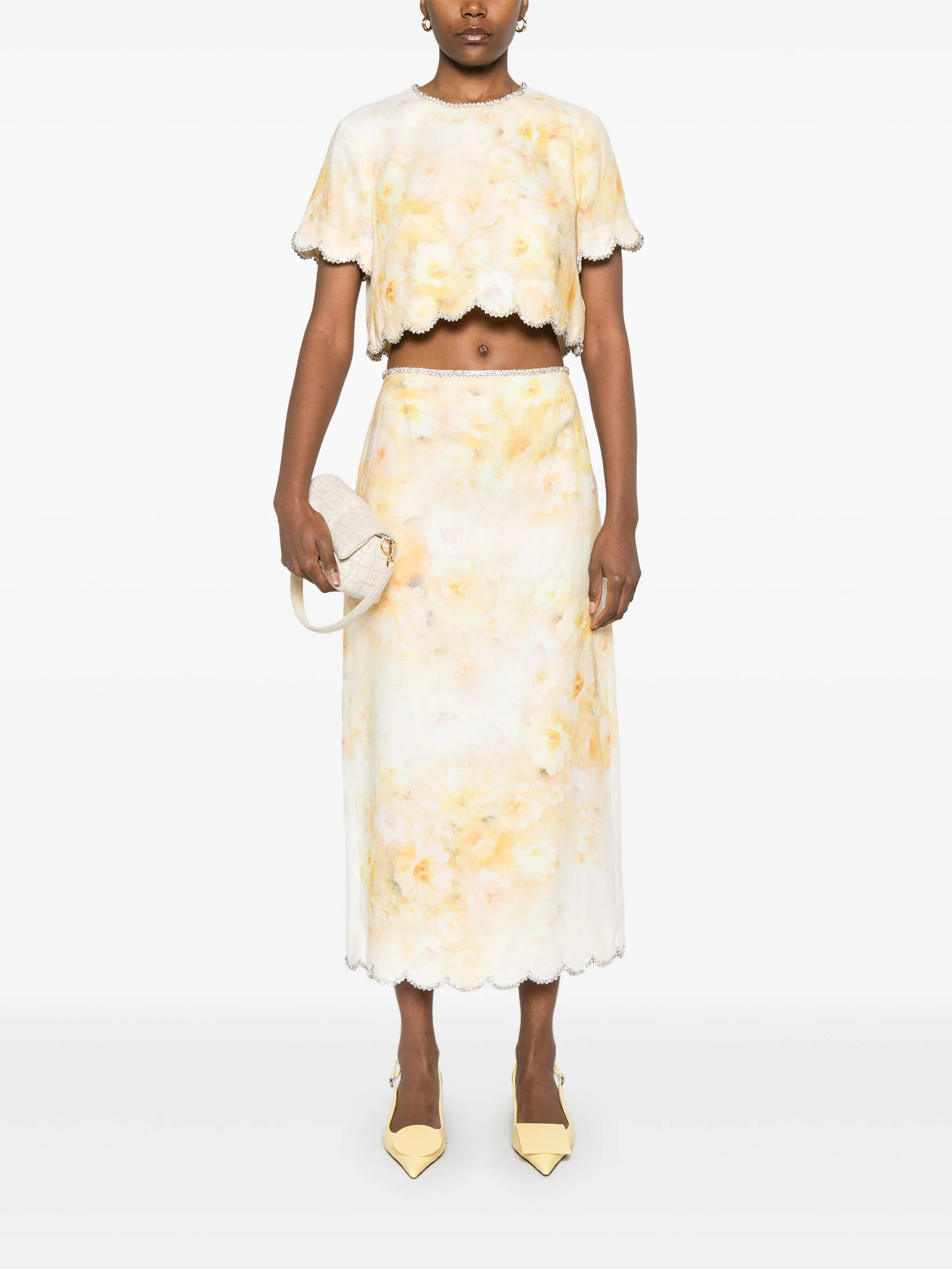 Crush scalloped midi skirt - 2