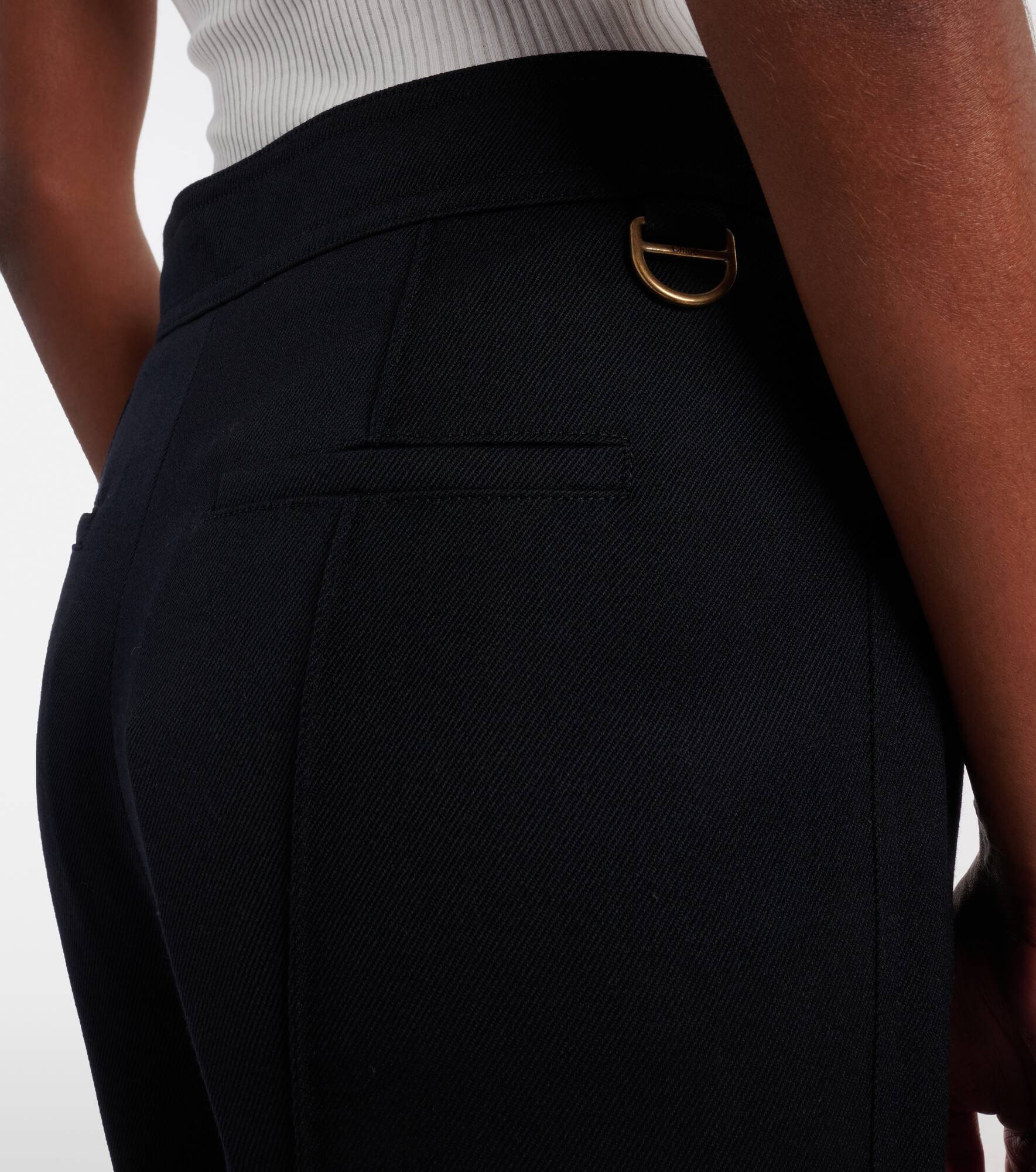 Virgin wool gabardine flared pants - 6
