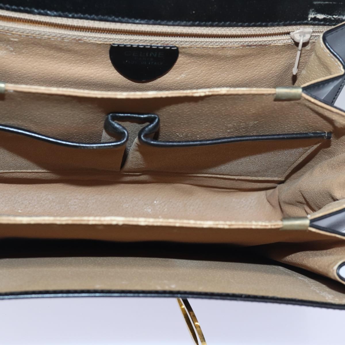 CELINE Circle Hand Bag Leather Black - 10
