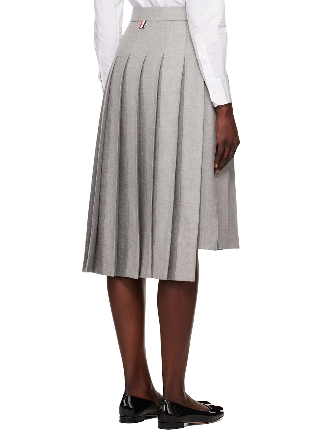 Gray Wool Flannel 2003 Classic Pleated Midi Skirt - 3