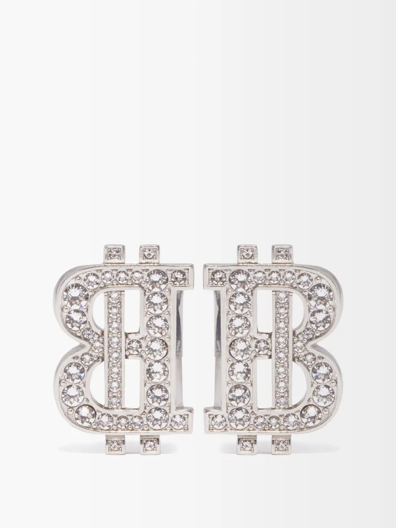【BALENCIAGA】695101 B-Coin Earring BALENCIAGA B-Coin crystal-embellished earrings