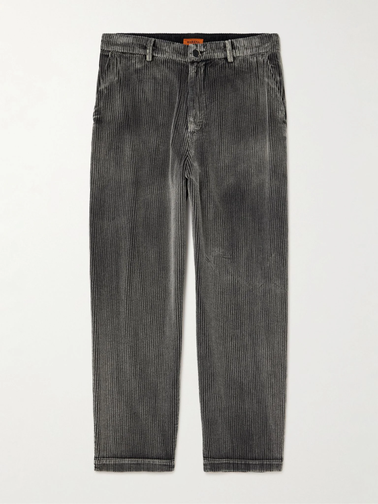 Canasta Straight-Leg Garment-Dyed Cotton-Corduroy Trousers Gray - 1