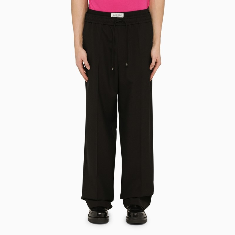 Black wool jogging trousers - 1