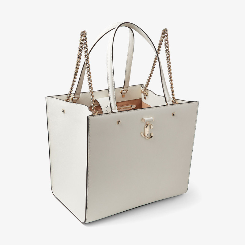 Varenne Tote Bag
Latte Fine Shiny Calf Leather Tote Bag with Light Gold JC Emblem 6