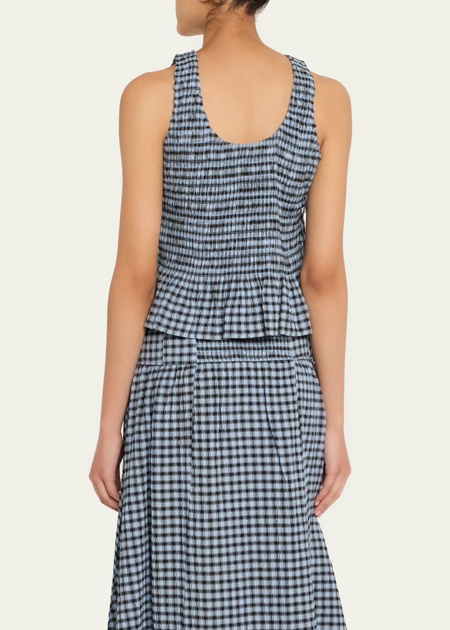 Check Seersucker Tie String Top - 3