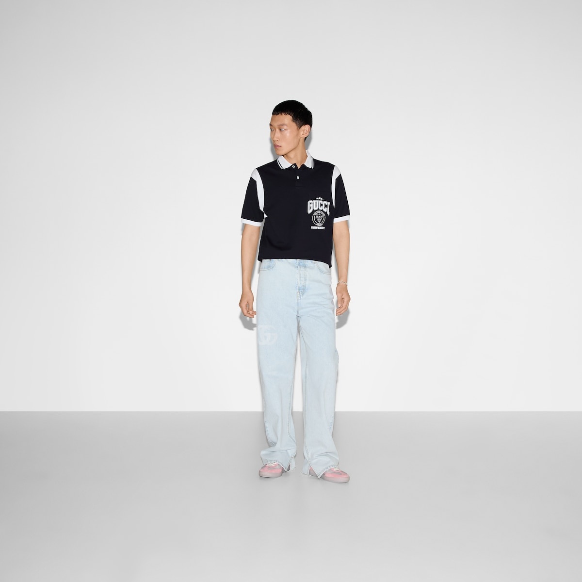 Cotton piquet polo shirt with print - 2