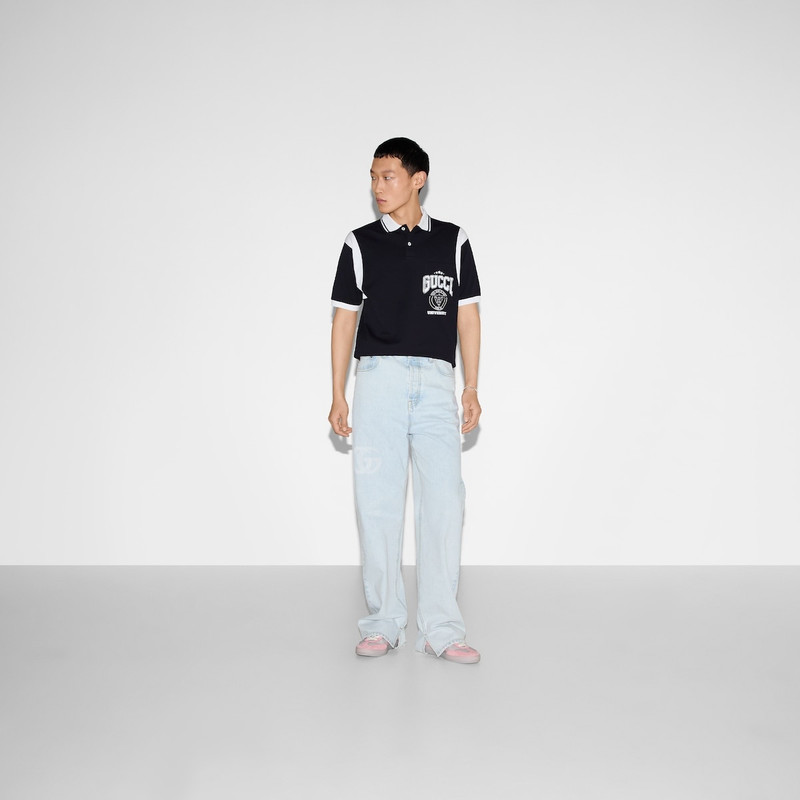 GUCCI Cotton piquet polo shirt with print outlook