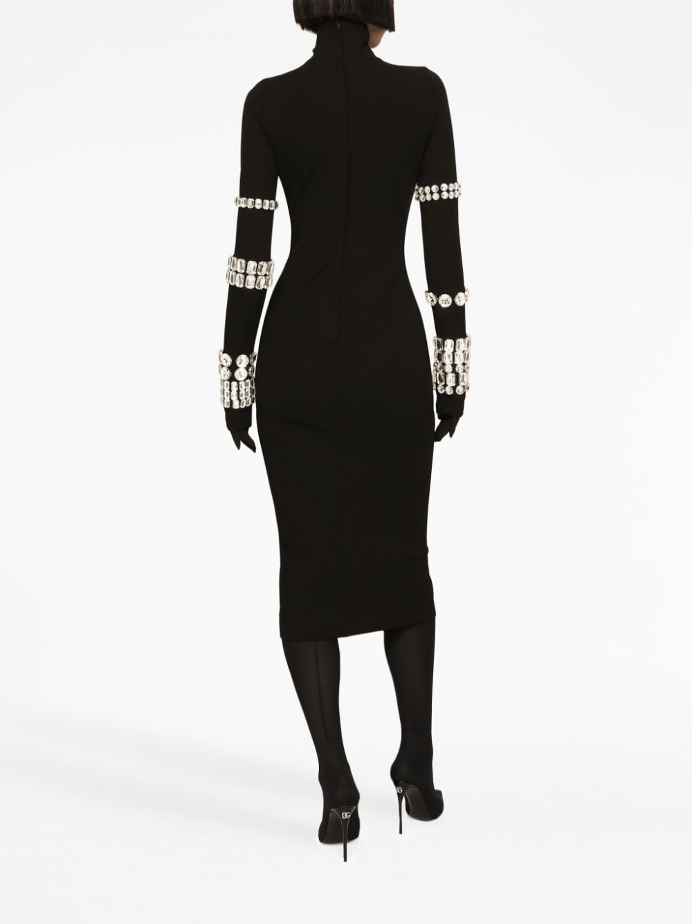 x Kim Kardashian embellished stretch-knit midi dress - 3