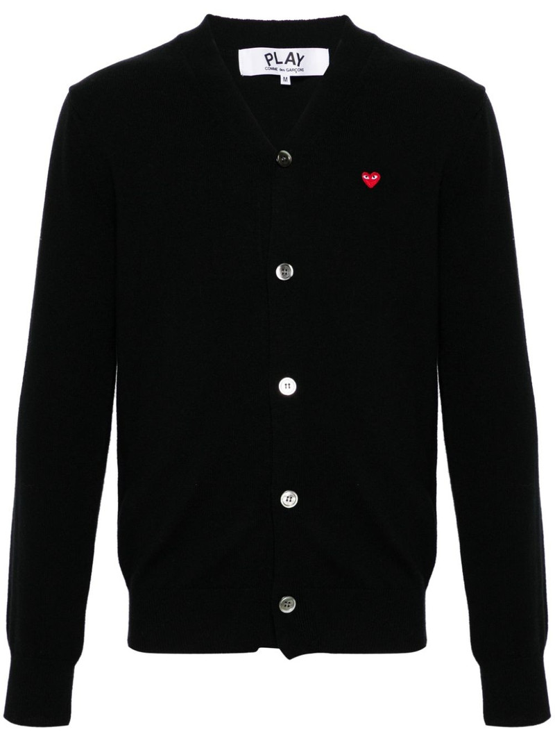 heart-patch wool cardigan - 1