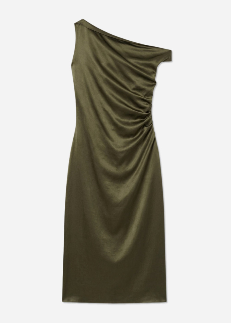 Draped Back Dress in Printed Cotton 1