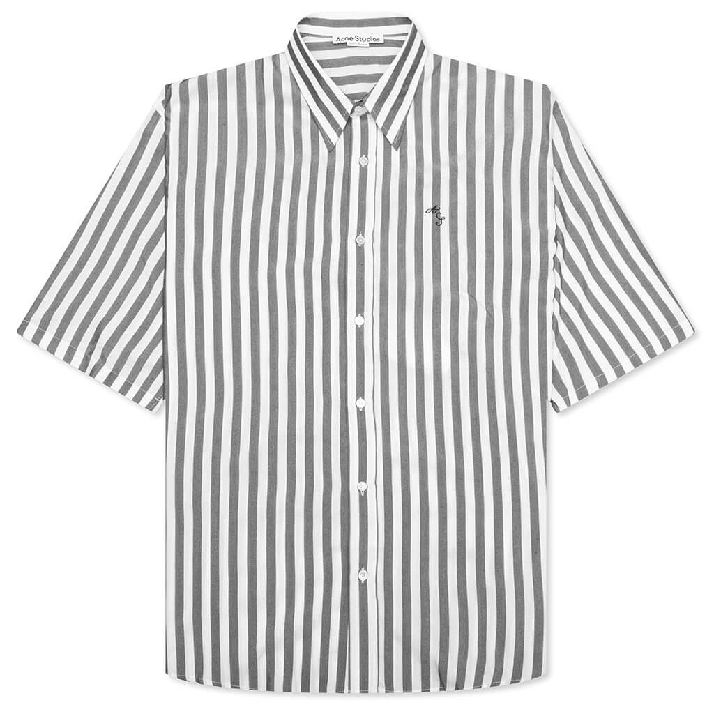 STRIPE BUTTON UP SHIRT - BLACK/WHITE - 1