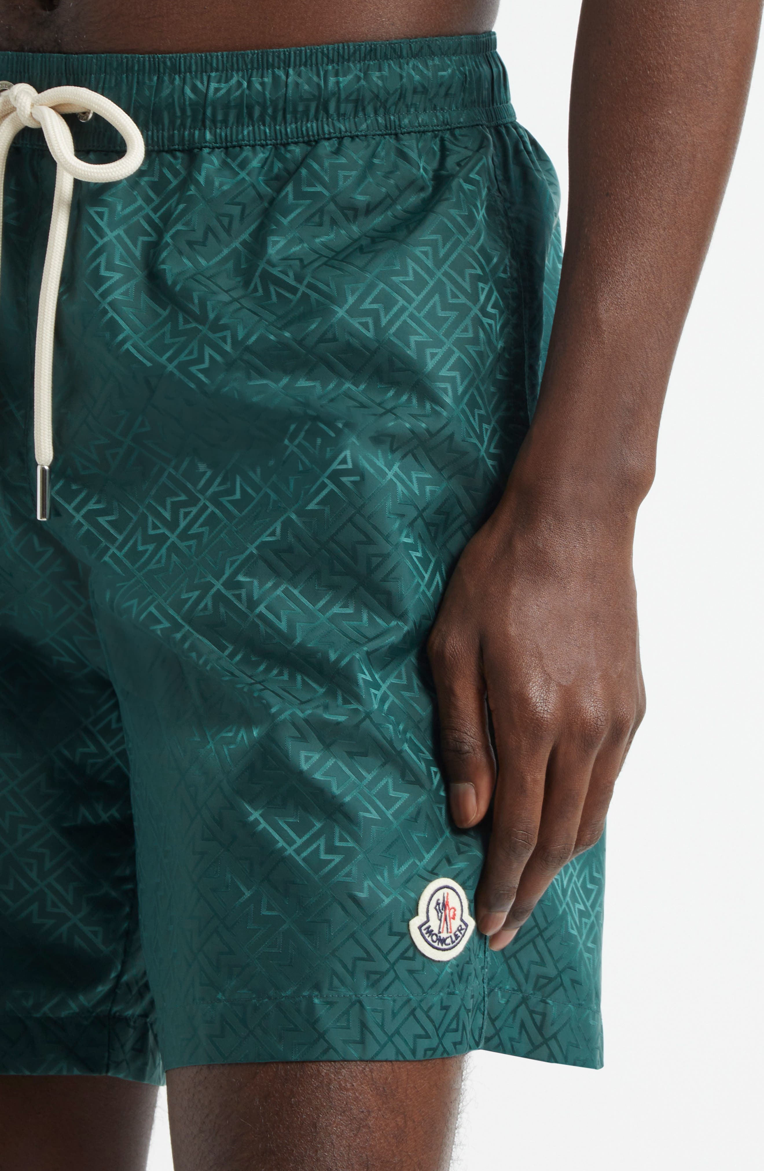 Moncler Boxer Mare Swim Trunks in Green at Nordstrom - 4
