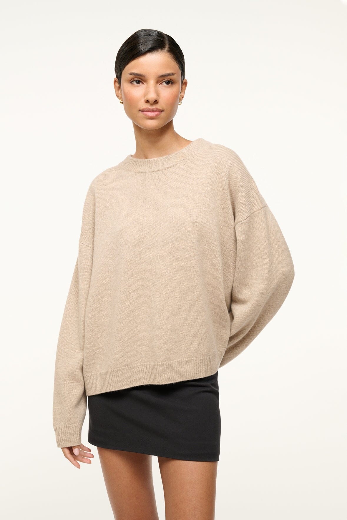 STAUD SERRANO CASHMERE RELAXED CREW STONE - 2