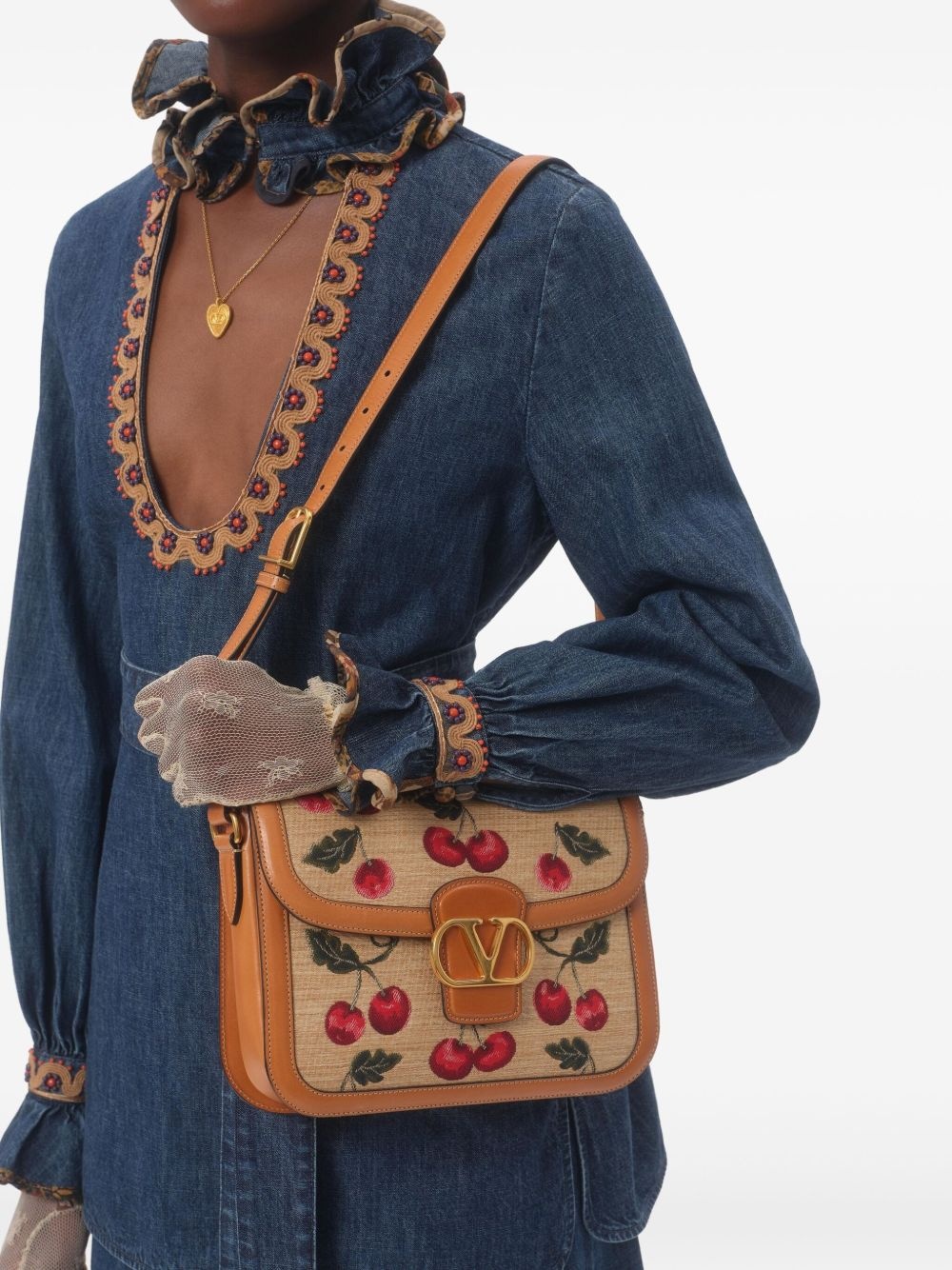 embroidered chambray blouse - 6