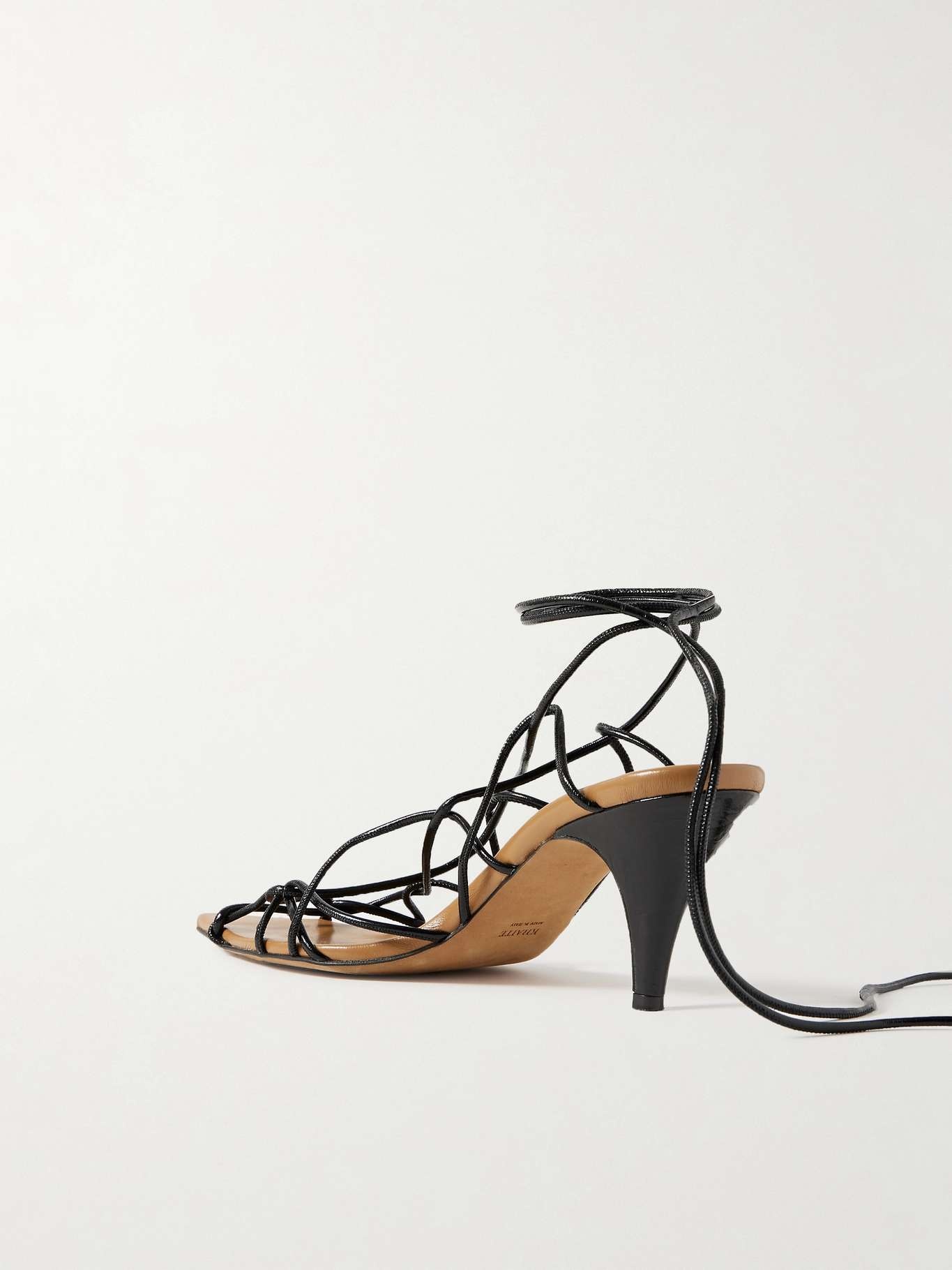Arden crinkled patent-leather sandals - 3