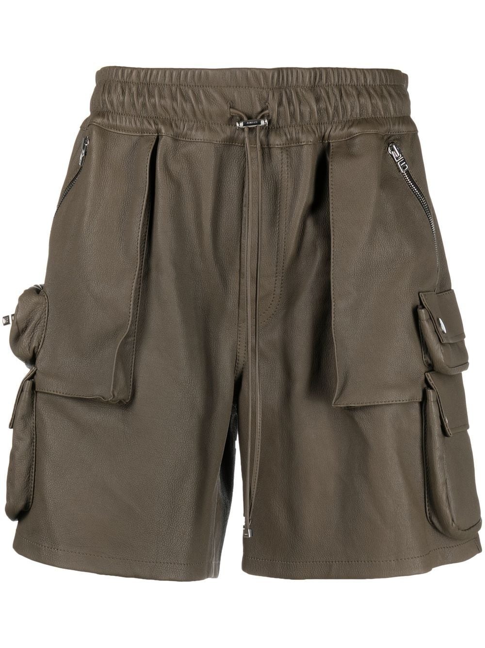 multi-pocket leather shorts - 1