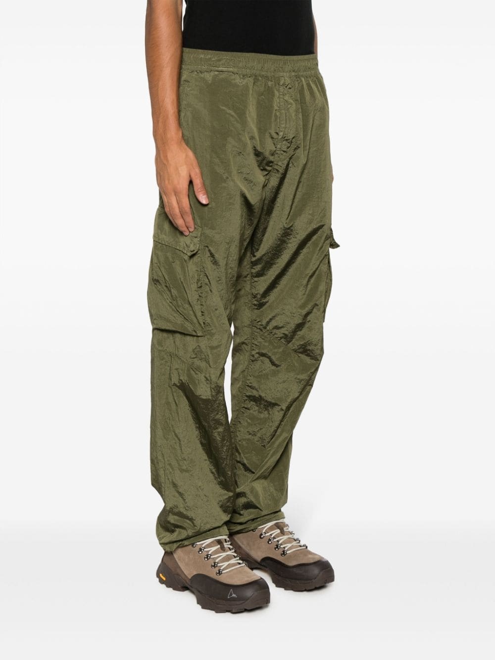 Compass-motif crinkled cargo trousers - 3