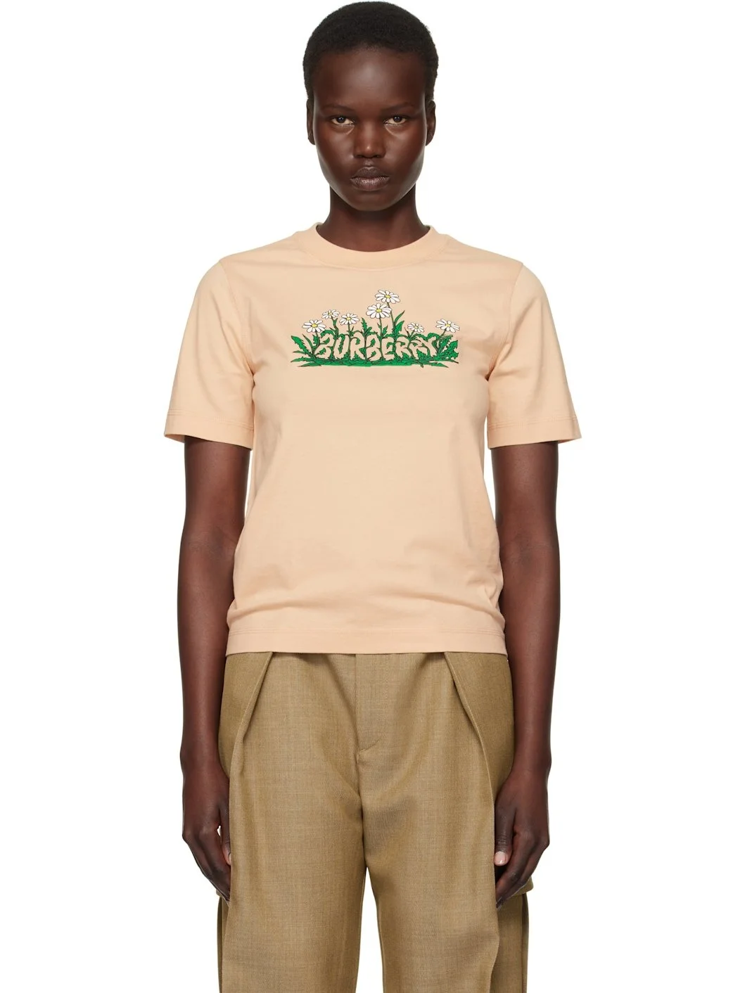 Beige Daisy Logo Cotton T-shirt - 1