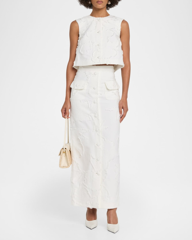 ADAM LIPPES Remo Fringed Crepe Button-Front Sleeveless Top outlook