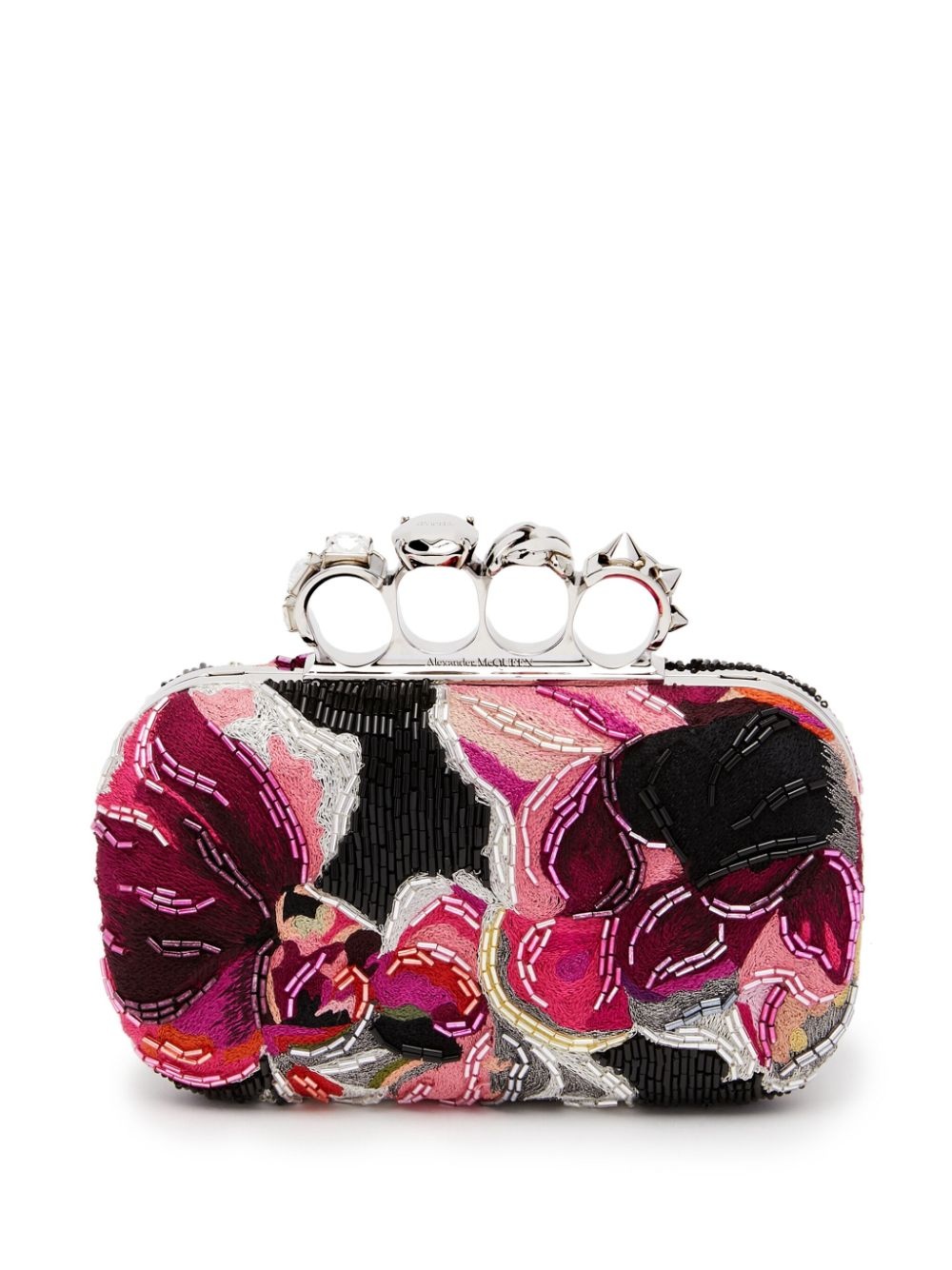 Knuckle Solarised Orchid-embroidered clutch - 1