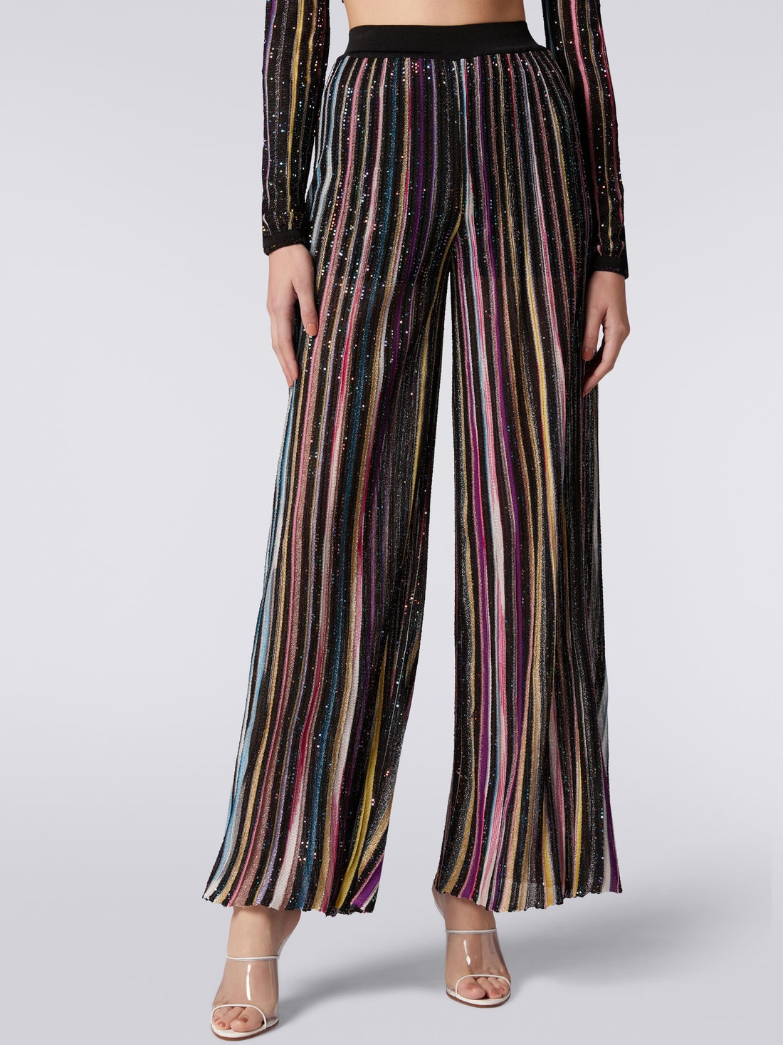 Striped palazzo trousers with sequins - 5
