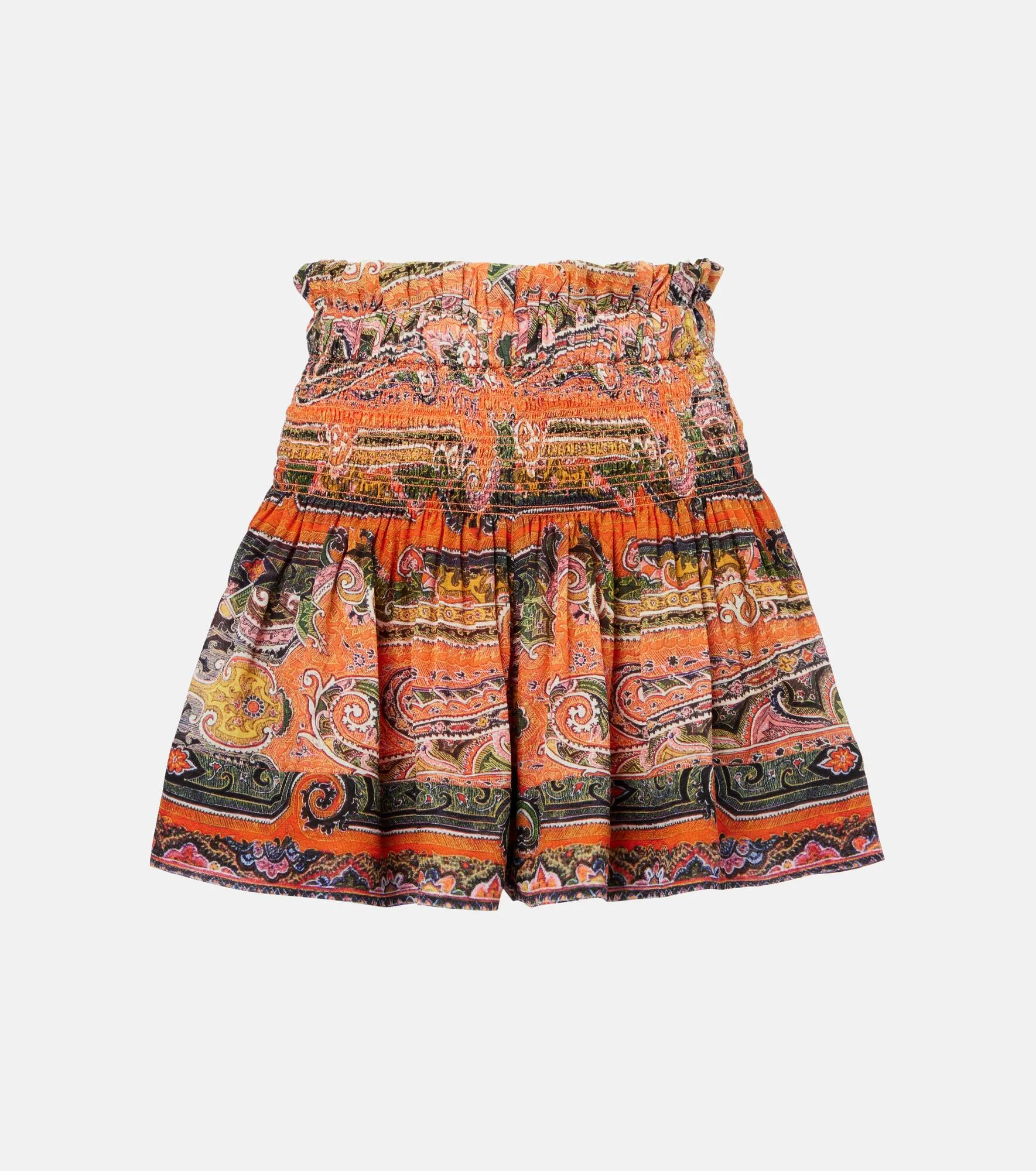 Maelly paisley silk voile wide-leg shorts - 1