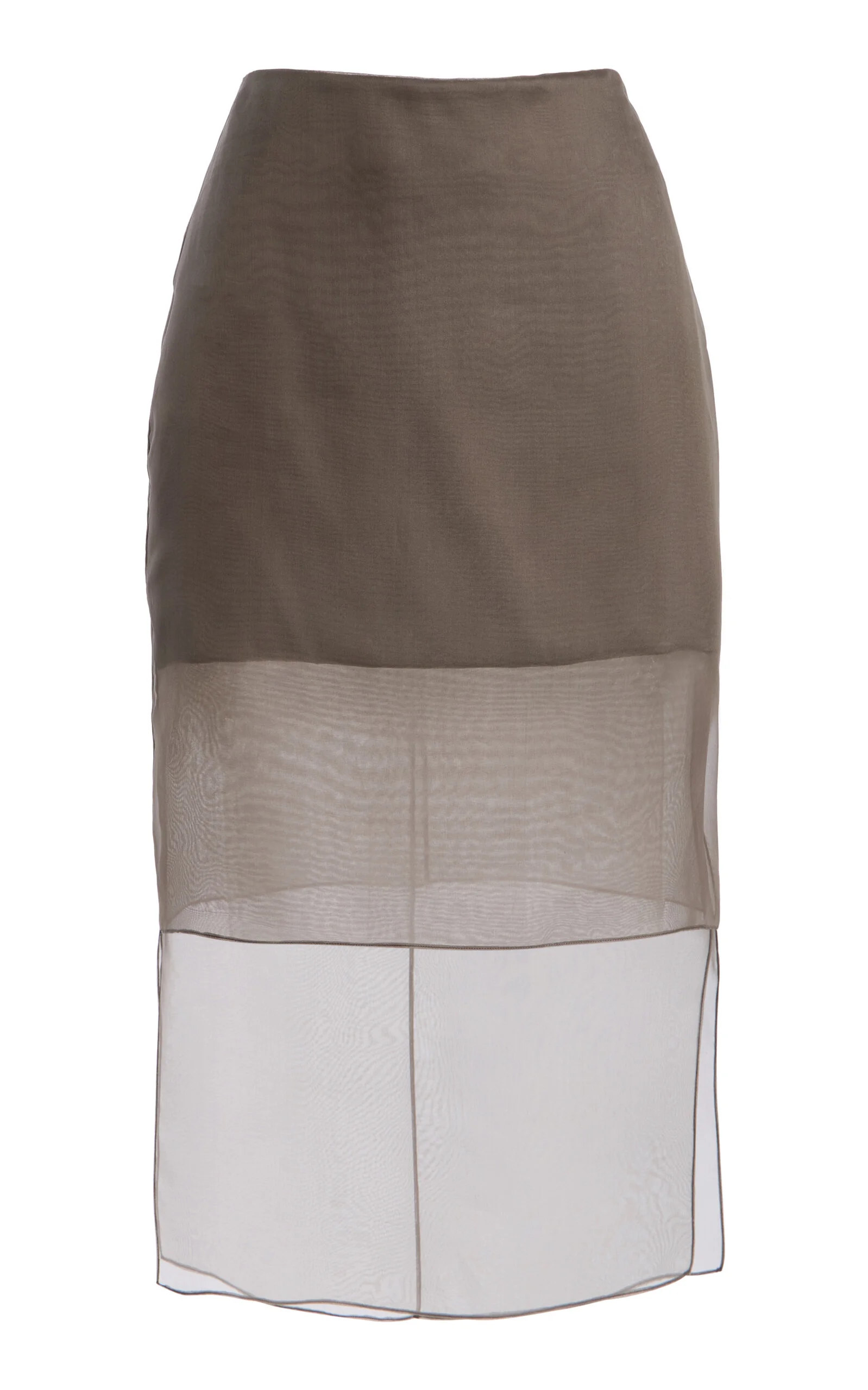 The Brett Sheer-Overlay Silk Midi Skirt neutral - 1