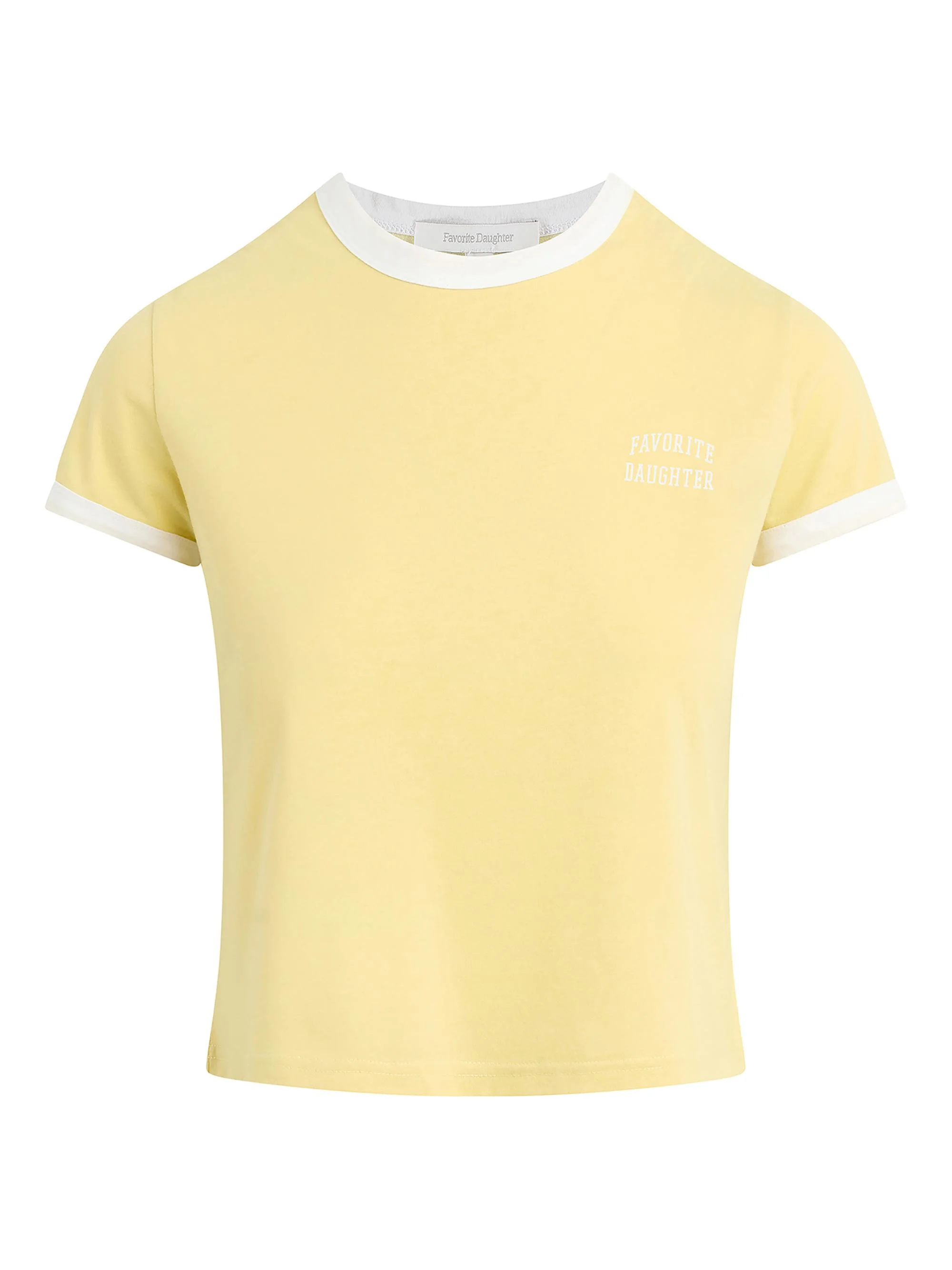 Women's Chest Logo Cropped Ringer T-Shirt - Golden Off White - 1