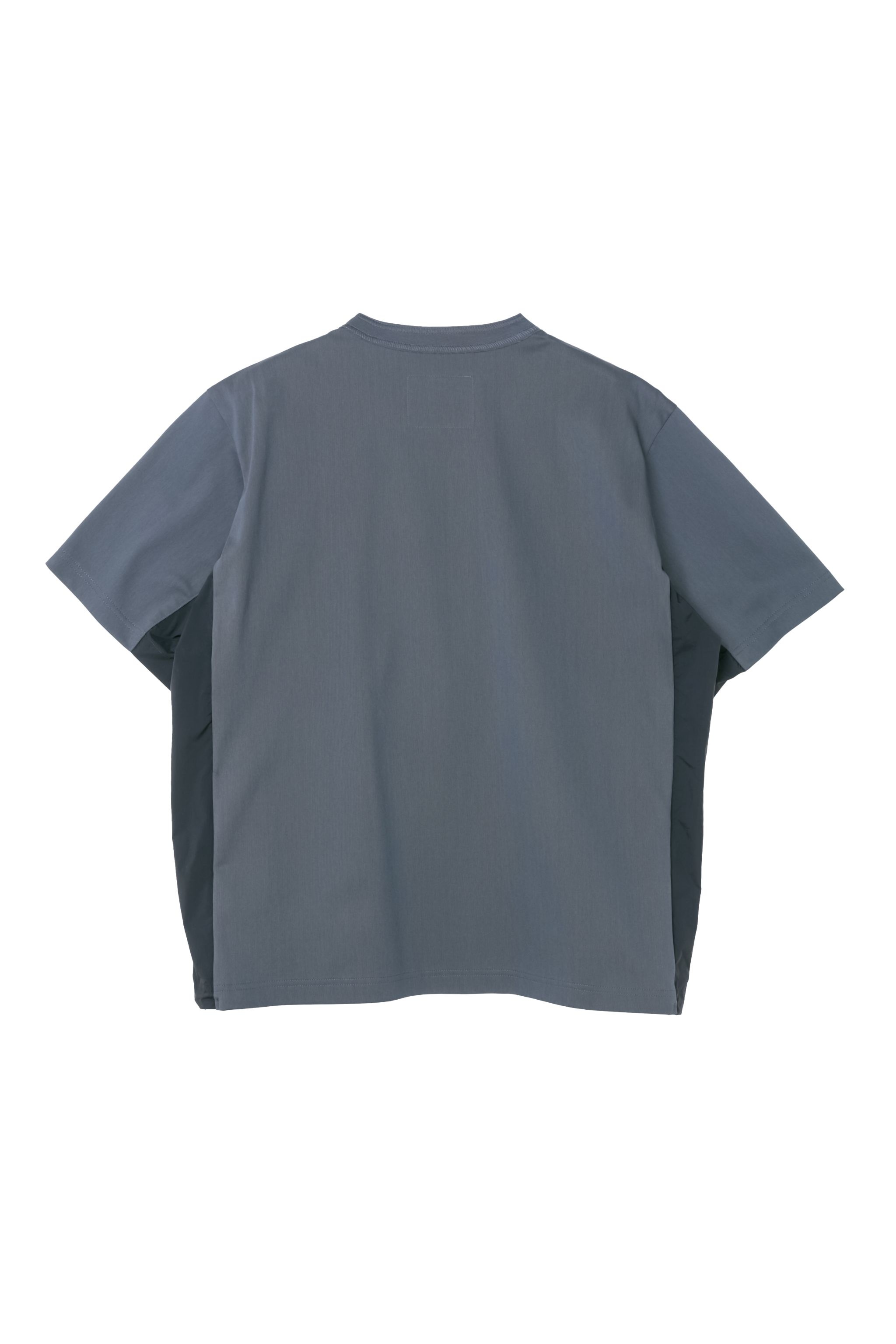 SACAI Pleated paneled cotton-jersey and striped poplin T