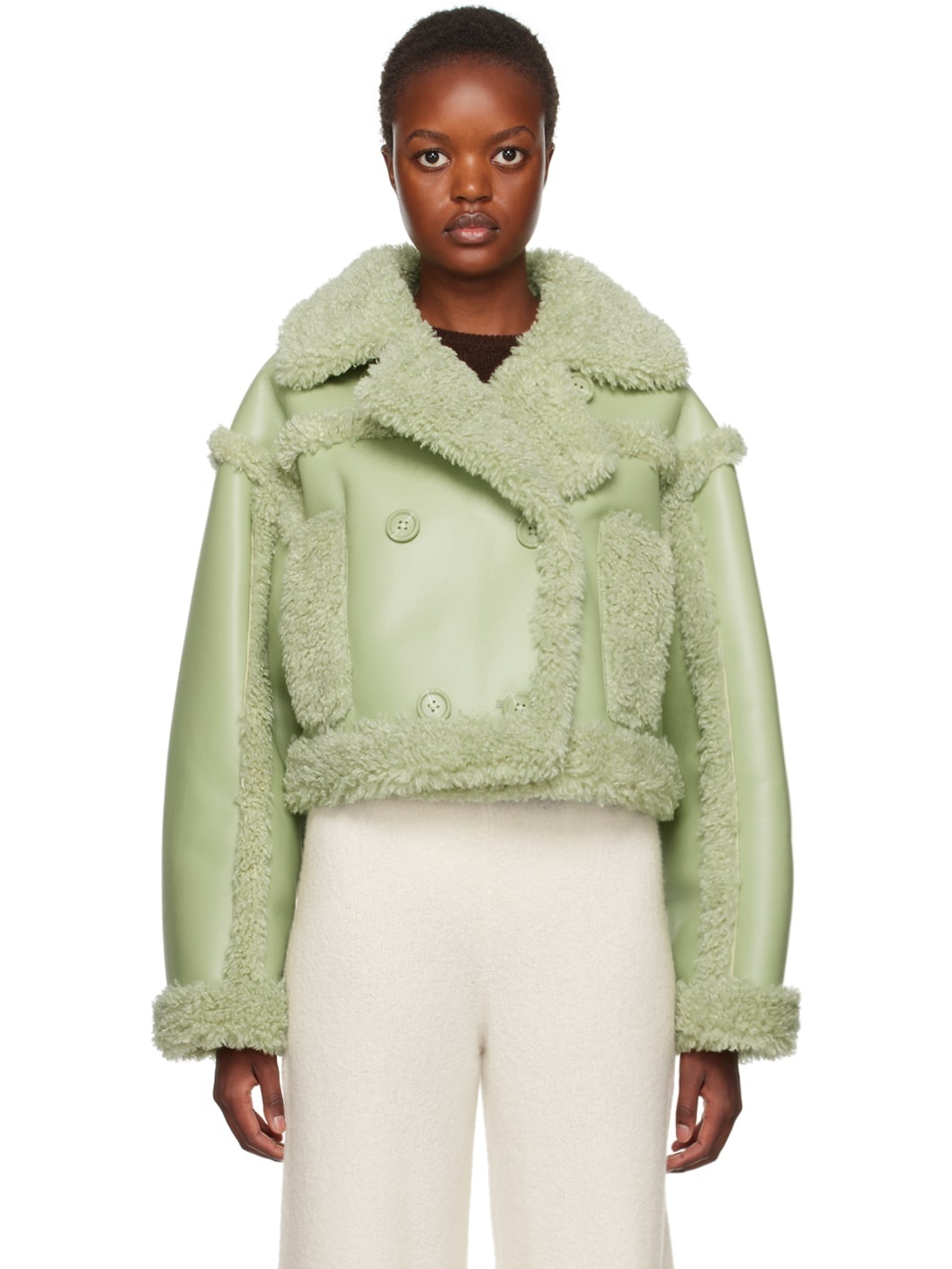 Green Kristy Faux-Shearling Jacket - 1