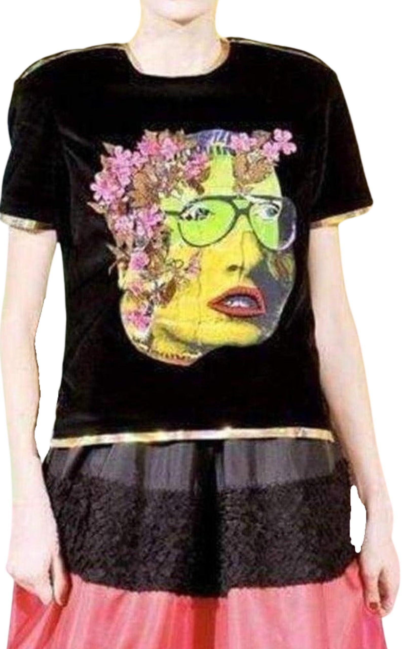 Manish Arora - Face Painted Front Velvet Top - 2