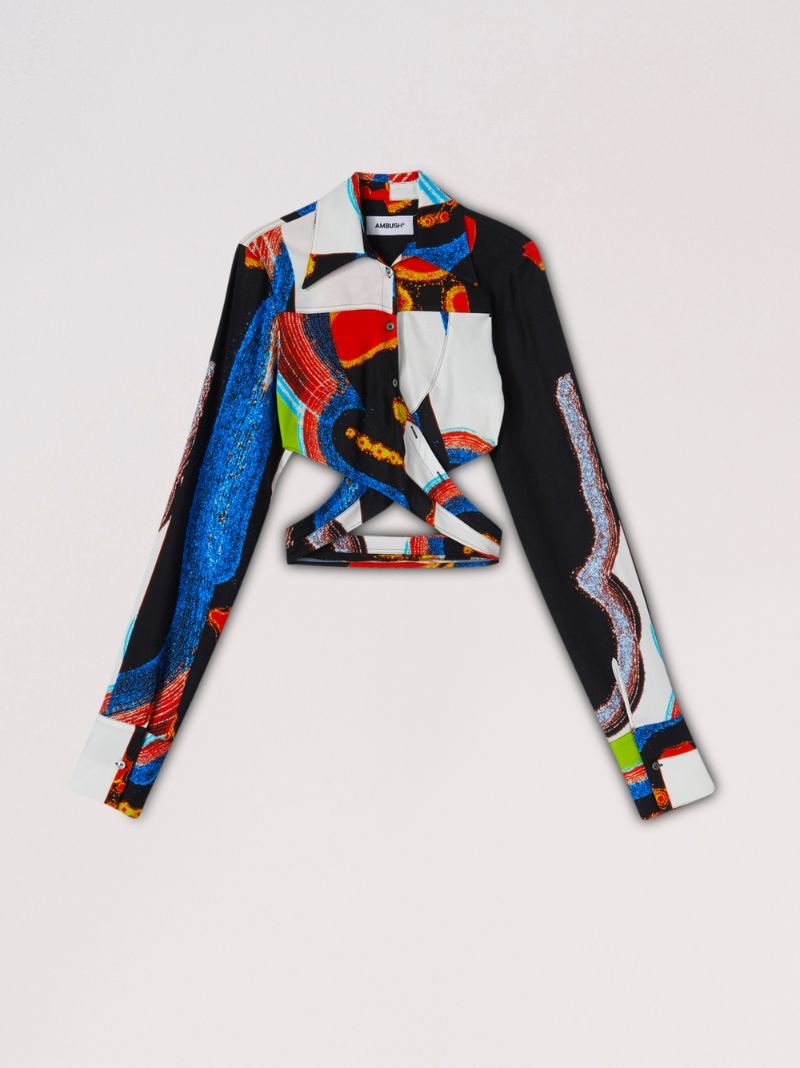 PRINTED WRAPPED CROP SHIRT - 1