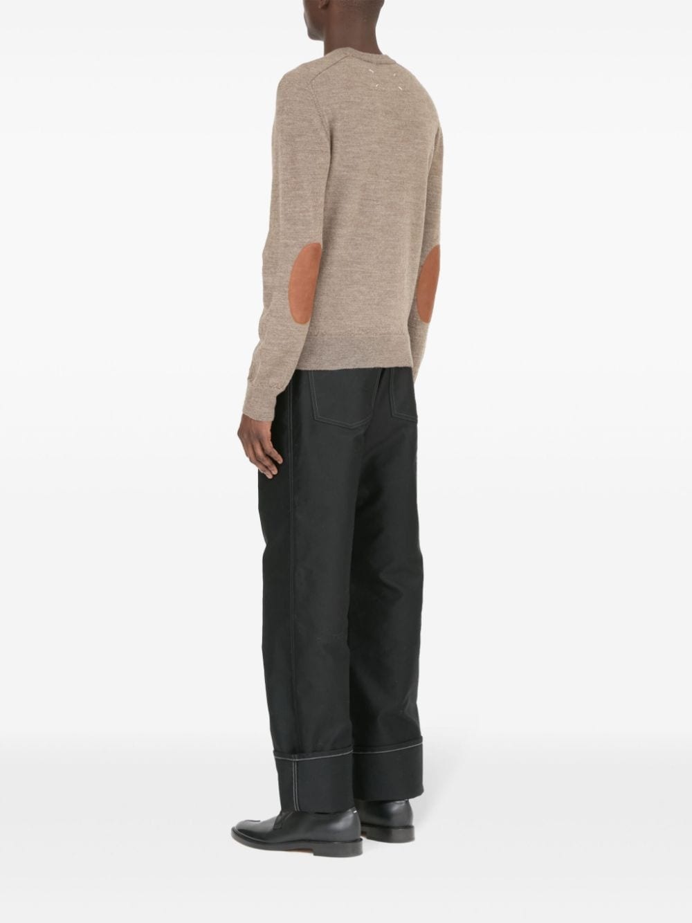 elbow-patch fine-knit cardigan - 5