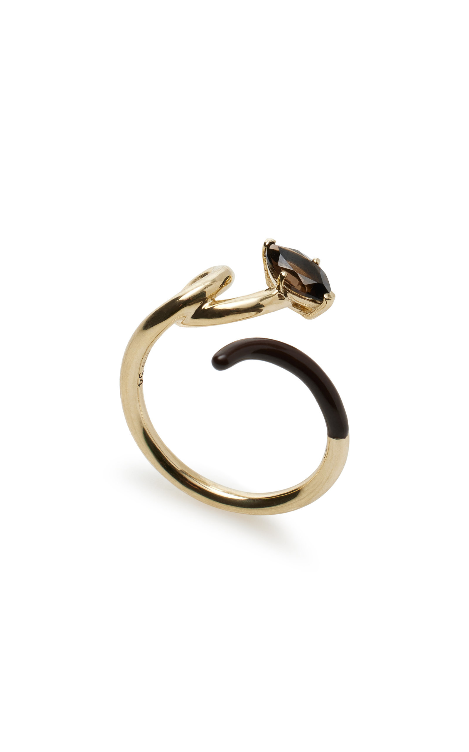 Half 9K Gold, Quartz, And Enamel Ring brown - 3