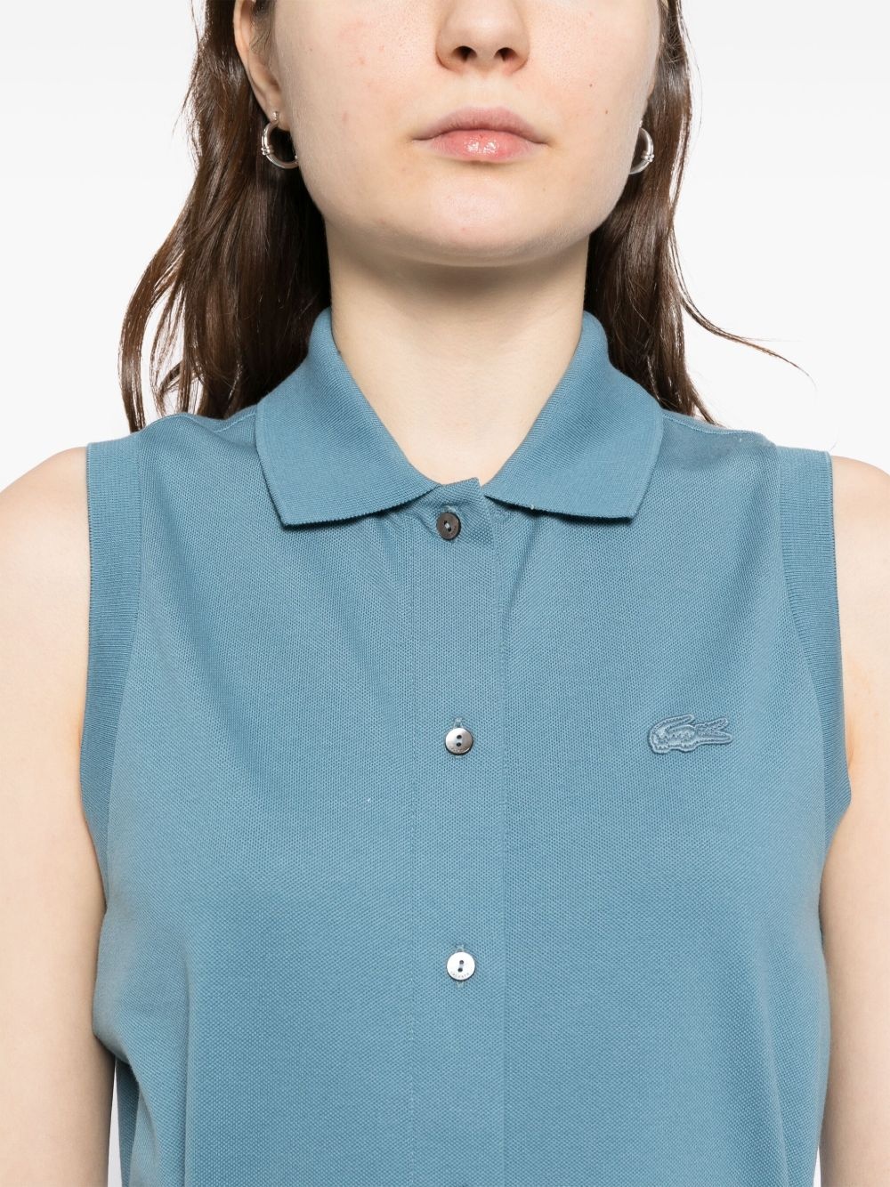 Long Stretch Mini Piqué Polo dress - 5