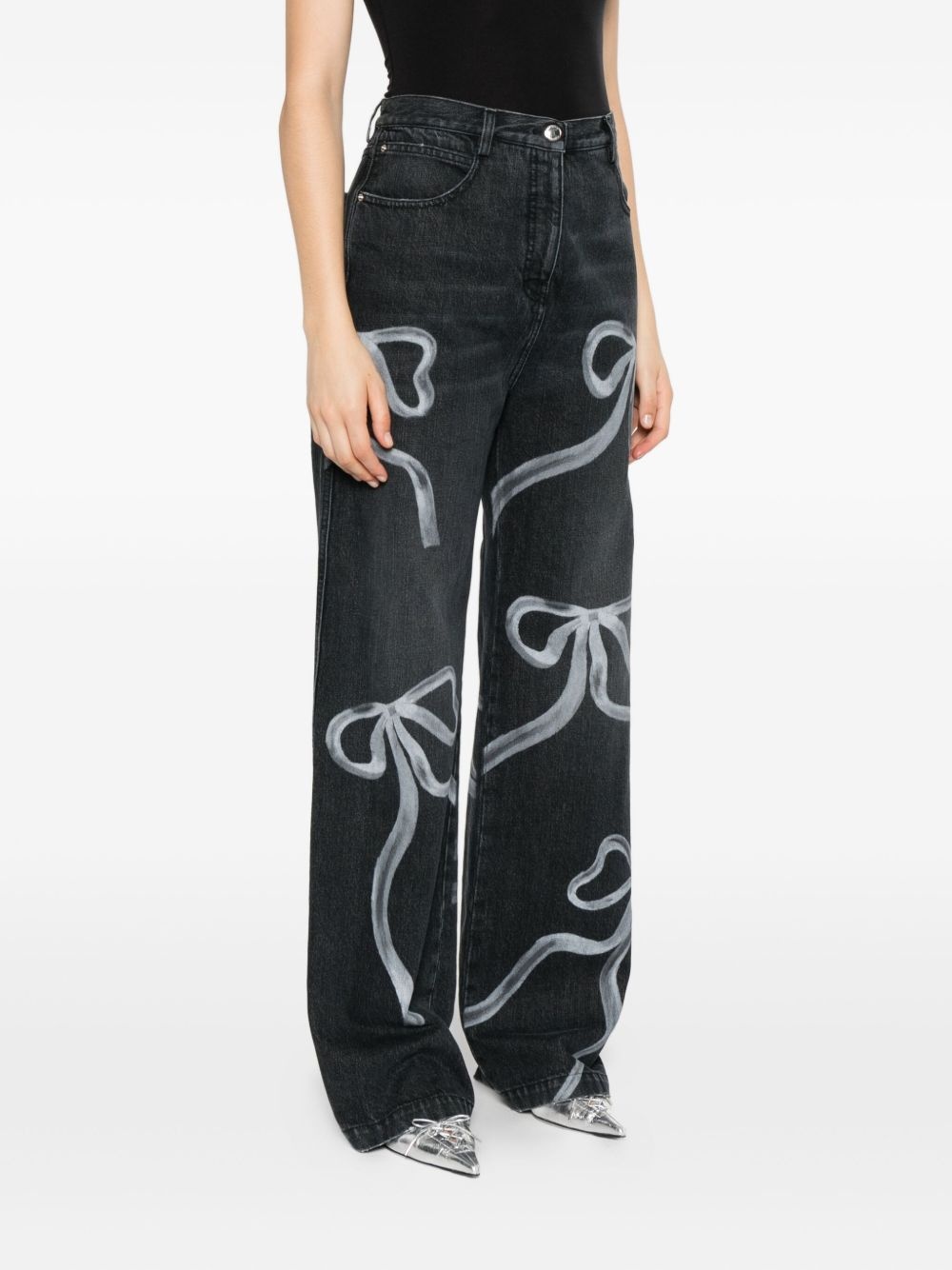 bow-print jeans - 3