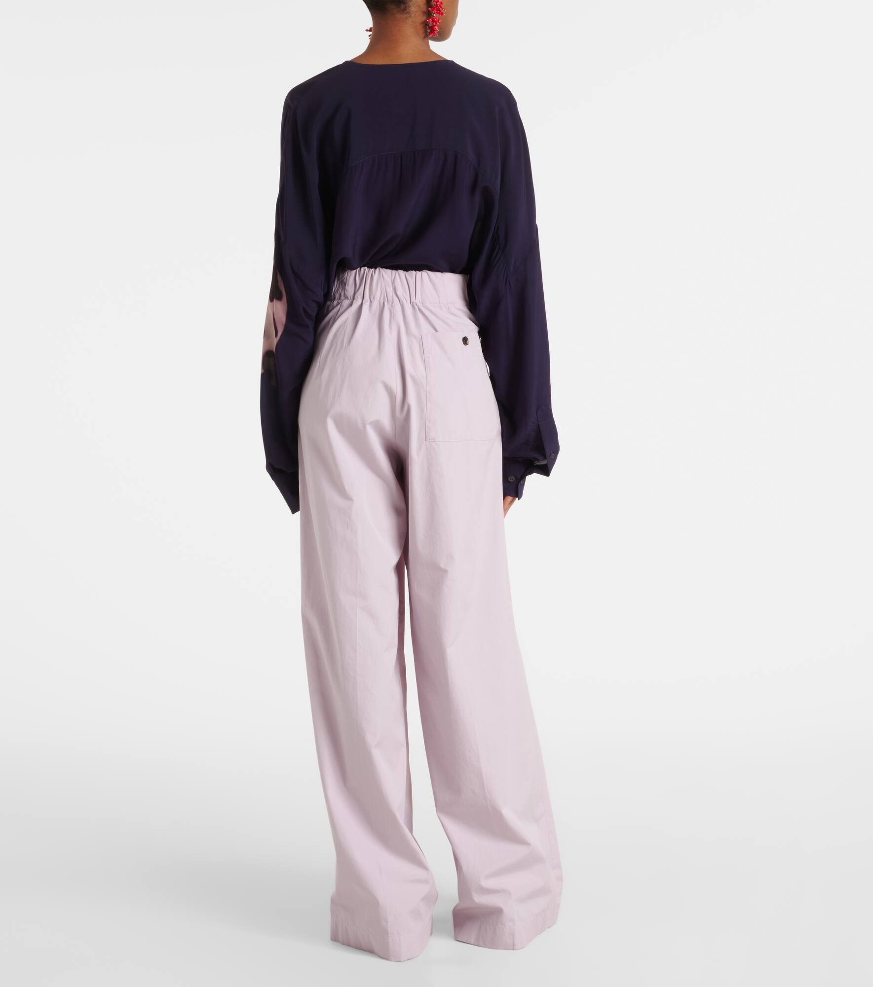 High-rise cotton wide-leg pants - 3