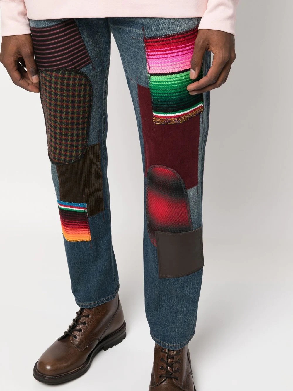 patchwork-design slim-cut jeans - 5
