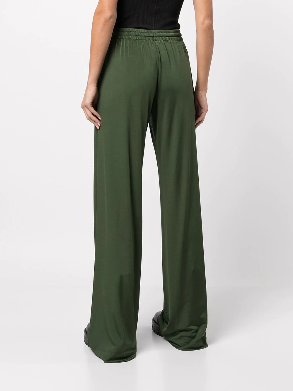 crepe texture wide-leg trousers - 4