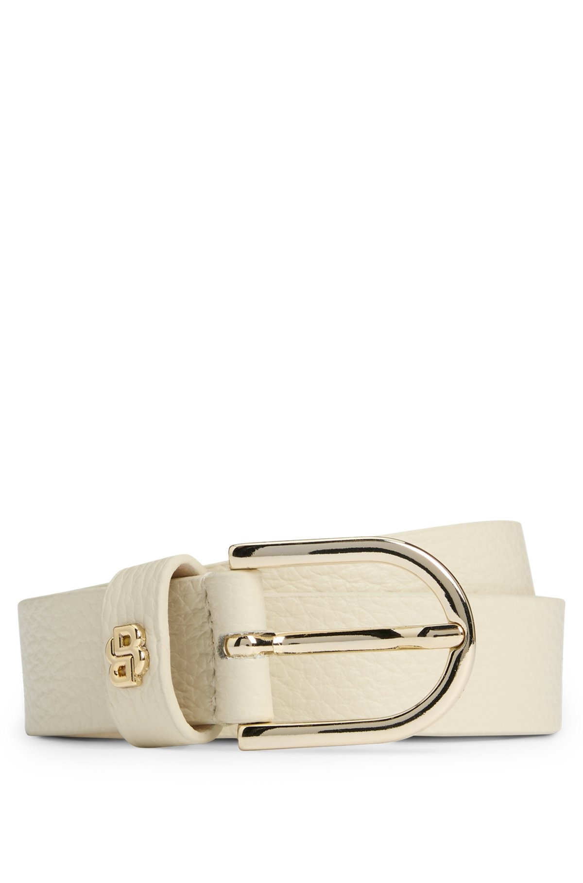 GRAINED-LEATHER BELT WITH DOUBLE B MONOGRAM - 1
