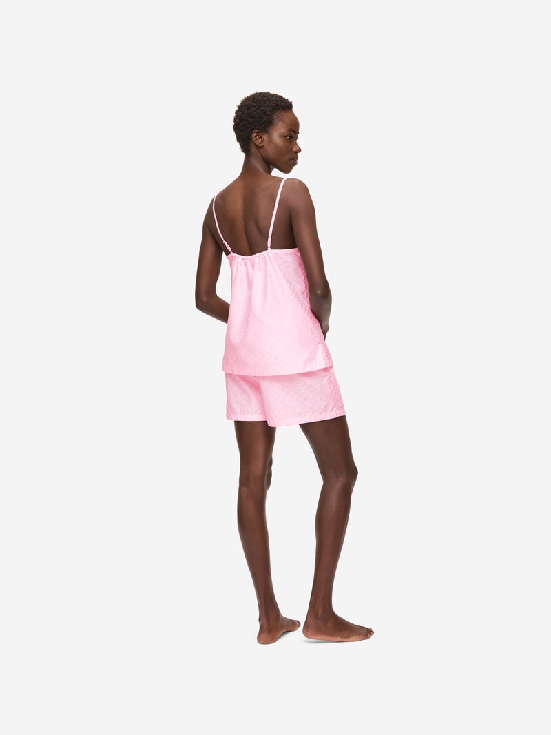 Women's Short Cami Pyjamas Kate 7 Cotton Jacquard Pink - 4