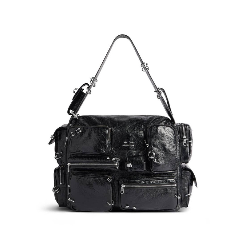 Men's Superbusy Large Sling Bag With Piercings in Black 1