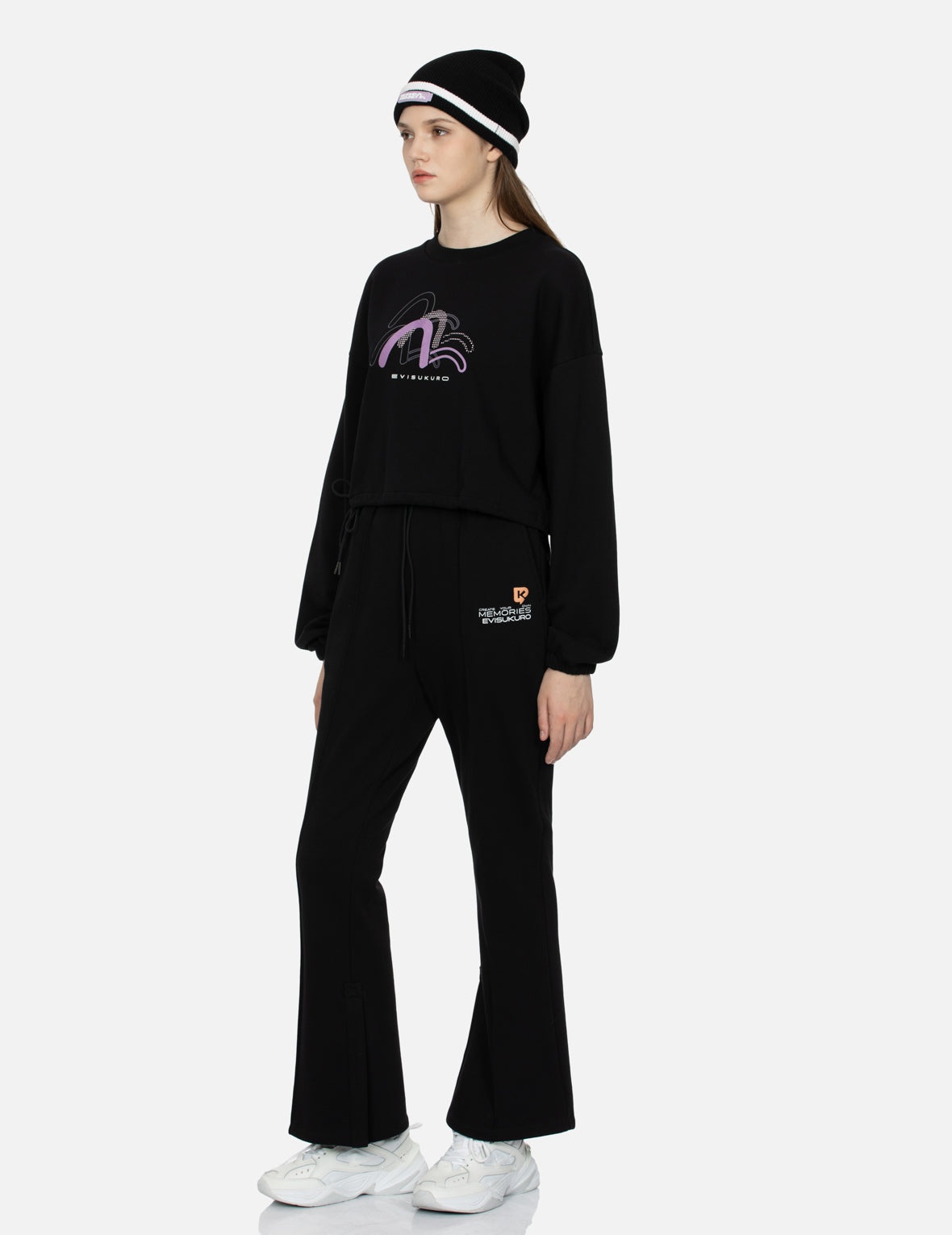Slogan Print Fashion Fit Flared Sweatpants - 3