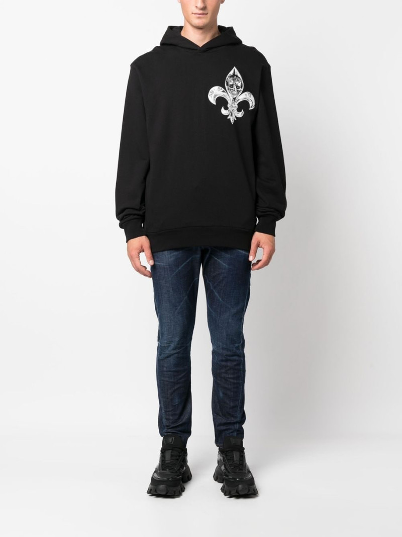 PHILIPP PLEIN Chrome skull-print cotton hoodie outlook