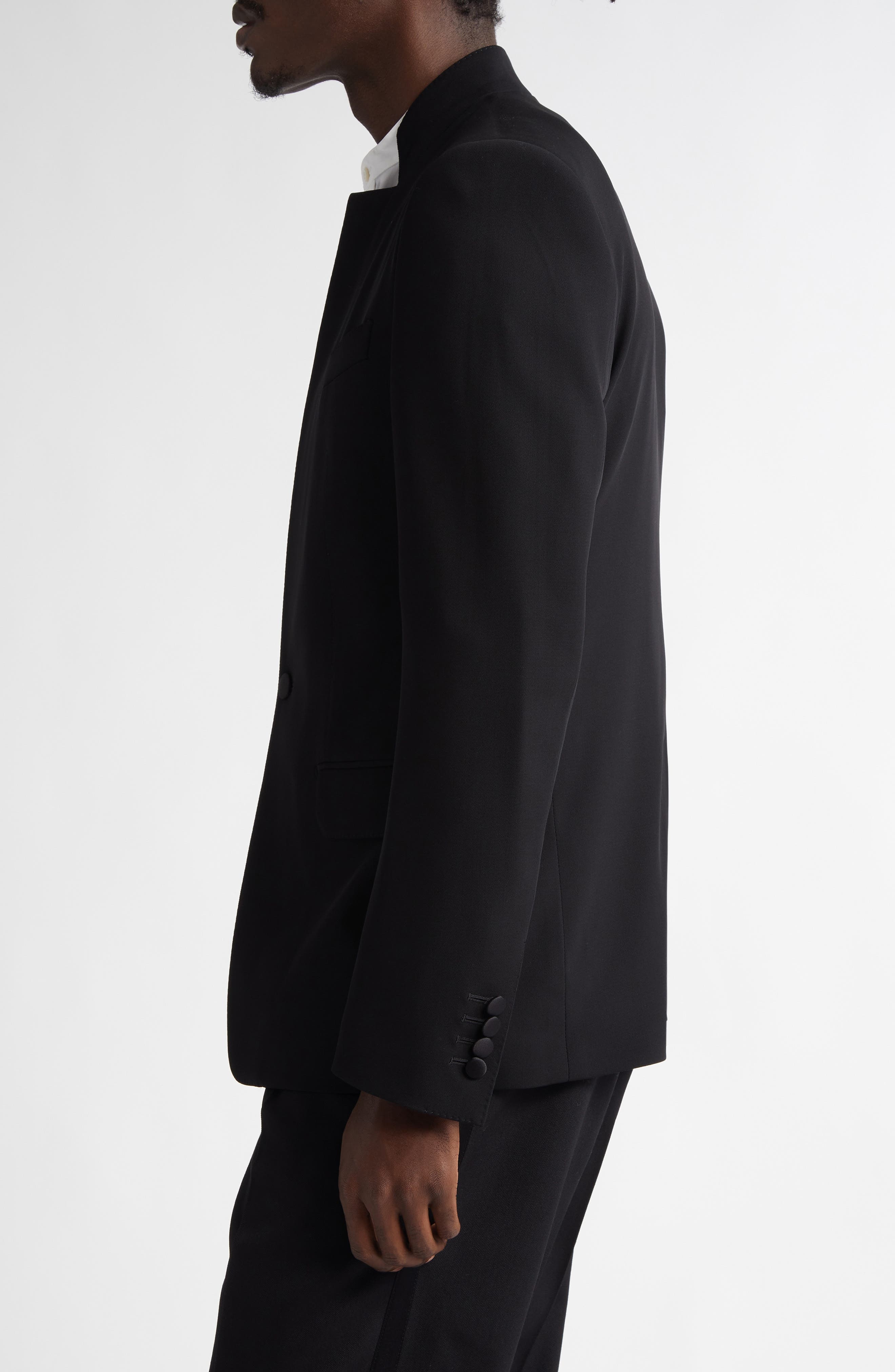 Dolce&Gabbana Double Breasted Wool & Silk Blend Gabardine Jacket in N0000 Nero at Nordstrom - 4