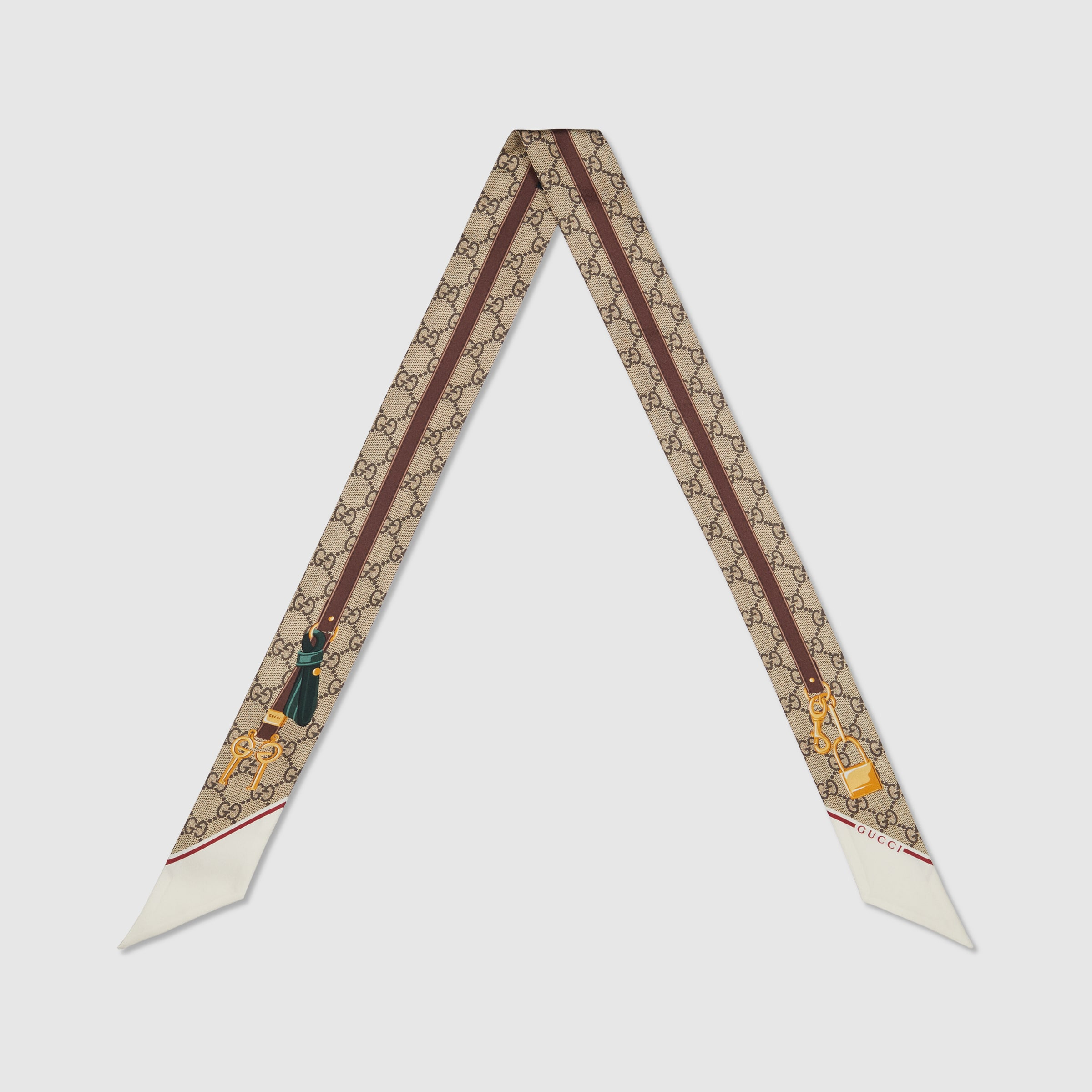 GG Gucci valigeria print silk neck bow - 2