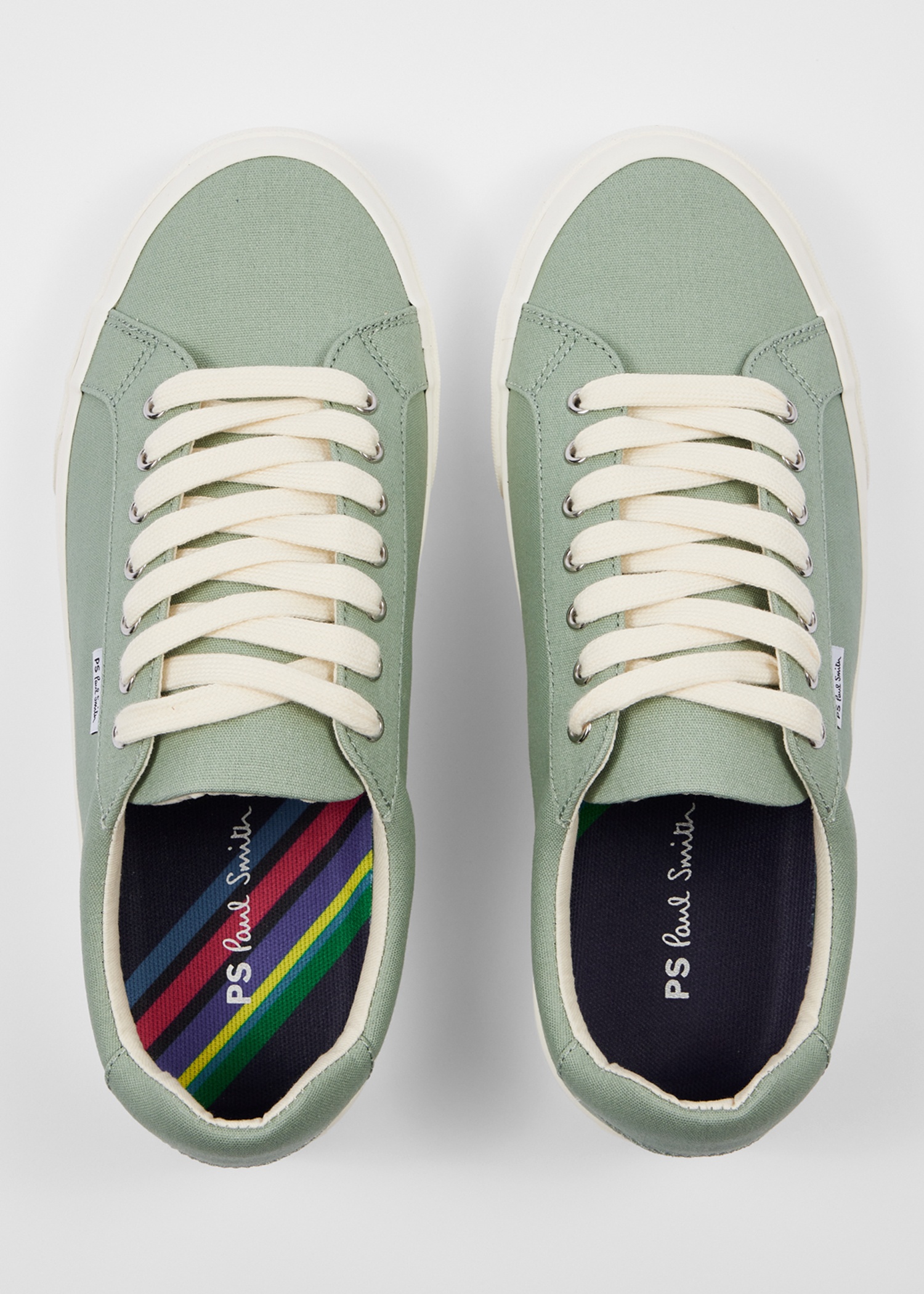 Pale Green Canvas 'Amos' Trainers - 3