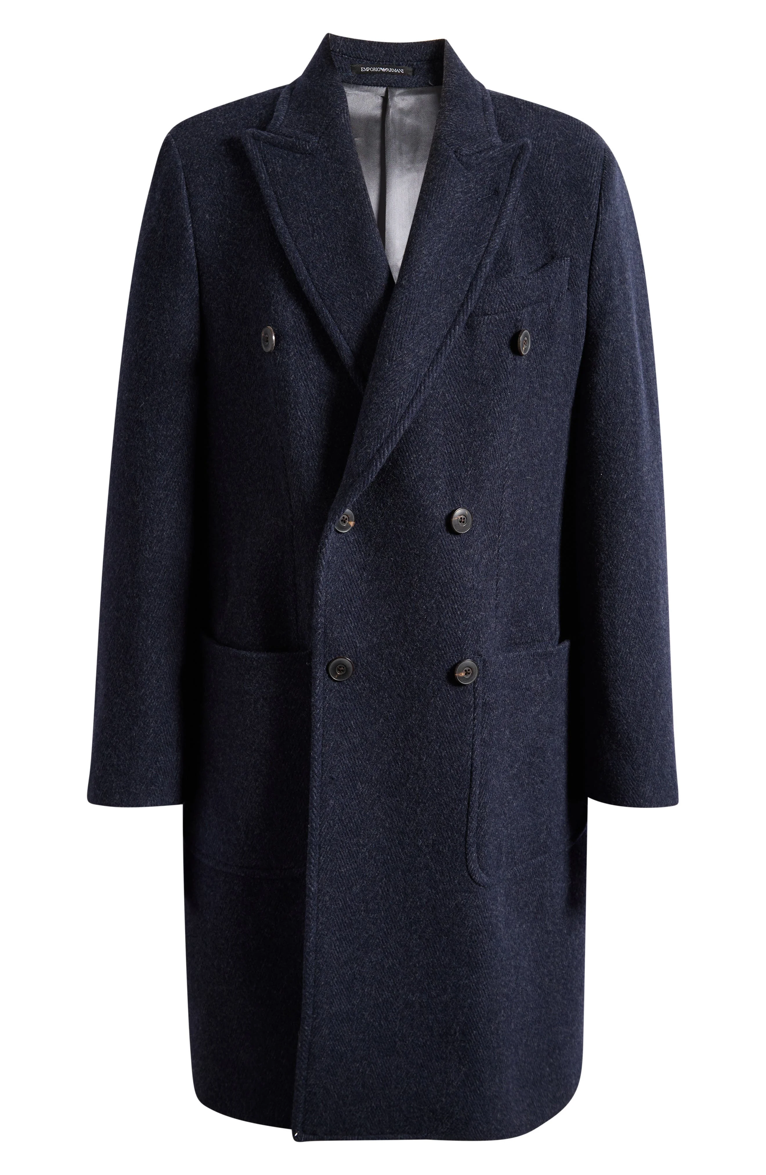 Emporio Armani Double Breasted Wool Blend Coat in Navy at Nordstrom - 1