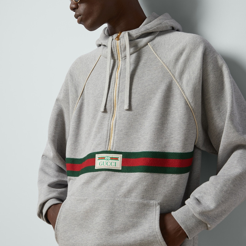 Cotton jersey sweatshirt with Web 3